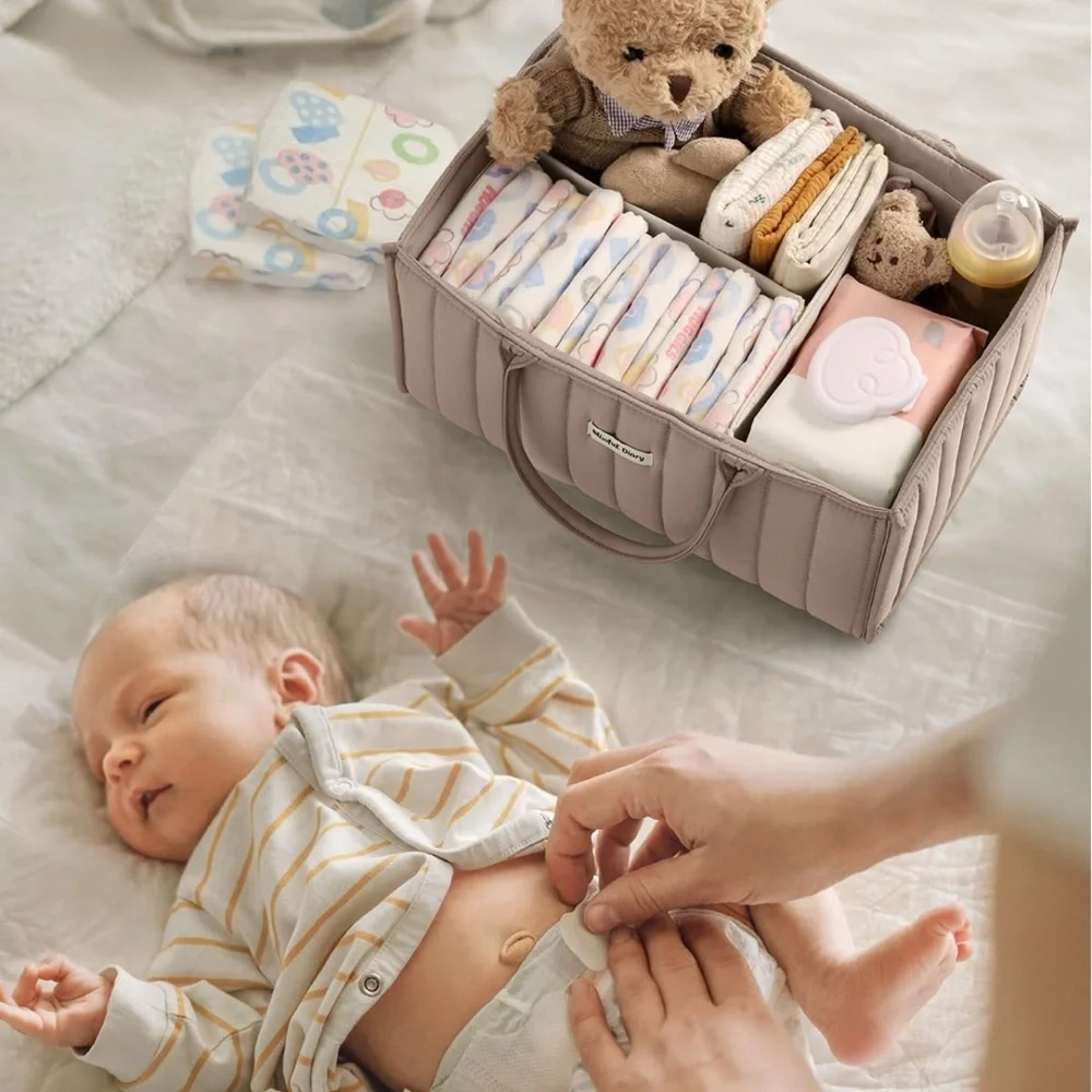 Beige Storage bag with Handles.Baby bag.For keeping baby essentials storage .